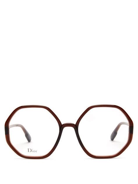 Dior Sostellaire05 Heptagonal Acetate Glasses In Burgundy